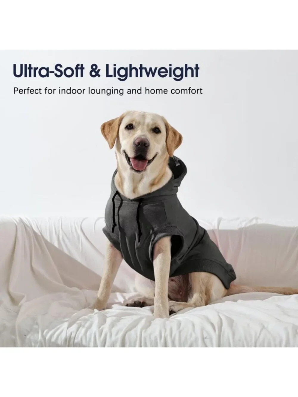 Cozy Dog Hoodie for Large Breeds, Fall Sweater for Big Dogs, Grey 4XL